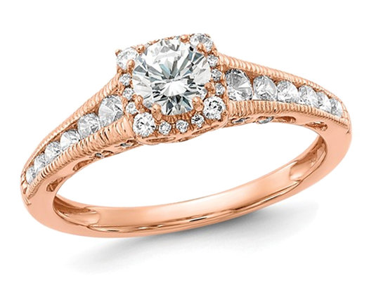 9/10 Carat (ctw Color SI1-SI2, G-H-I) Lab-Grown Diamond Engagement Ring in 10K Rose Pink Gold