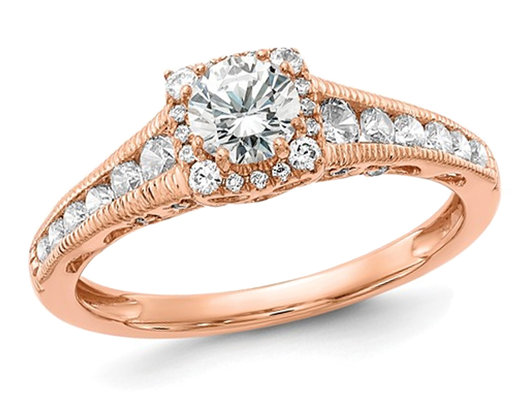 9/10 Carat (ctw Color SI1-SI2, G-H-I) Lab-Grown Diamond Engagement Ring in 10K Rose Pink Gold (SIZE 7)