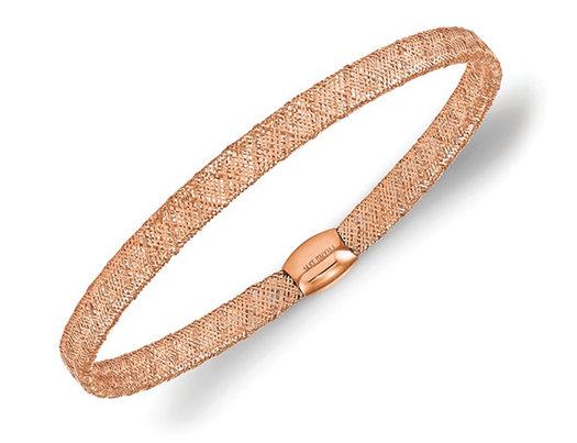 14K Rose Pink Gold Stretch Bangle Bracelet