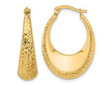 14K Yellow Gold Diamond-Cut Oval Hoop Earrings