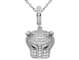 Sterling Silver Panther Pendant Necklace with Cubic Zirconias with Chain