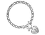 Sterling Silver Toggle Heart Basket Charm Bracelet