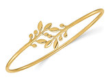 14K Yellow Gold Polished Leaves Flexible Bangle Bracelet