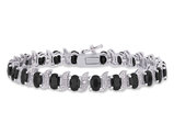 14.75 Carat (ctw) Black Sapphire Bracelet in Sterling Silver  (7 Inches)