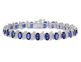 13 Carat (ctw) Lab-Created Blue Sapphire Bracelet in Sterling Silver with Accent Diamonds (7  Inches)