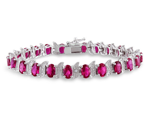 18 Carat (ctw) Lab-Created Ruby Bracelet in Sterling Silver (7 Inches)