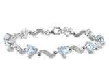 8.20 Carat (ctw) Sky Blue Topaz Heart Bracelet in Sterling Silver (7 Inches) 