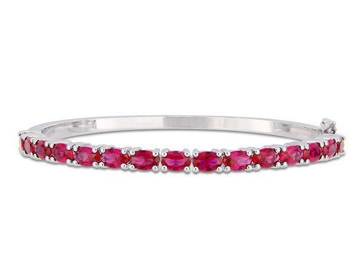 11 Carat (ctw) Lab-Created Ruby Bracelet Bangle in Sterling Silver  (7 Inches)
