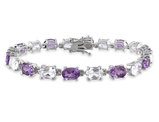 19.50 Carat (ctw) Amethyst and Lab-Created White Sapphire Bracelet in Sterling Silver