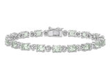 7.35 Carat (ctw) Green Quartz Bracelet in Sterling Silver with Diamond Accent (7 Inches)