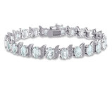 9.60 Carat (ctw) Aquamarine Bracelet in Sterling Silver with Accent Diamonds