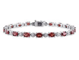 8.40 Carat (ctw) Garnet Bracelet in Sterling Silver with Accent Diamonds