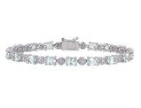 7.00 Carat (ctw) Aquamarine Bracelet in Sterling Silver with Accent Diamonds
