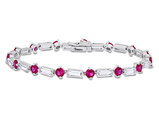 13.00 Carat (ctw) Lab-Created Ruby and White Sapphire Tennis Bracelet in Sterling Silver (7.25 Inches)