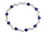 8.19 Carat (ctw) Lab-Created Blue Sapphire Heart Bracelet in Sterling Silver (7 Inches)