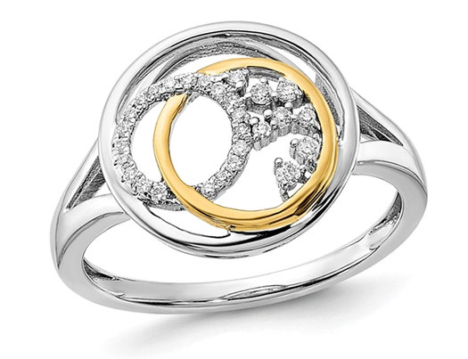 1/10 Carat (ctw) Diamond Circle Ring in 14K White & Yellow Gold
