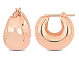 14K Rose Pink Gold Wide Polished Huggie Hoop Earrings (13.5mm)