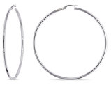 10K White Gold Round Hoop Earrings (65mm)