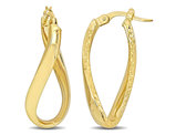 14K Yellow Gold Twist Texture Hoop Earrings