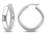 10K White Gold Square Hoop Geometric Earrings