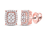 1/2 Carat (ctw G-H, I1-I2) Diamond Cluster Earrings in 14K Rose Pink Gold