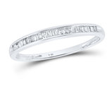 1/6 Carat (ctw G-H, I2-I3) Baguette Diamond Wedding Band Ring in Sterling Silver