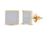 7/8 Carat (ctw) Diamond Square Stud Button Earrings in 10K Yellow Gold