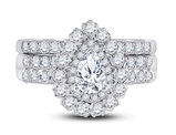 1.85 Carat (ctw G-H, I1-I2) Pear Diamond Engagement Bridal Wedding Ring and Band Set in 14K White Gold