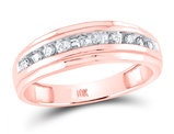 Mens 1/4 Carat (ctw J-K, I2-I3) Diamond Wedding Band Ring in 10K Rose Pink Gold 