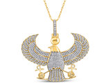 1.75 Carat (ctw) Diamond Egyptian Falcon Horus Charm  Pendant Necklace in 10K Yellow Gold with Chain