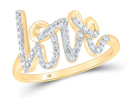 1/5 Carat (ctw) Diamond LOVE Ring in 10K Yellow Gold