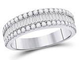 1.00 Carat (ctw G-H, I2-I3) Diamond Wedding Anniversary Band Ring in 14K White Gold