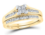 1/2 Carat (G-H, I2) Princess Cut Diamond Engagement Ring Wedding Set in 10K Yellow Gold