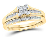 1/2 Carat (G-H, I2) Princess Cut Diamond Engagement Ring Wedding Set in 10K Yellow Gold
