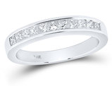 1/2 Carat (ctw G-H, I1-I2) Princess-Cut Diamond Wedding Band Ring in 14K White Gold