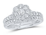 1.00 Carat (G-H, I2) Diamond Engagement Ring Wedding Set in 10K White Gold