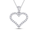 1/4 Carat (ctw) Diamond Heart Pendant Necklace in 14K White Gold with Chain