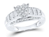 1/2 Carat (ctw G-H, I1-I2) Diamond Engagement Heart Ring Bridal Wedding Set in 10K White Gold