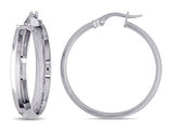 10K White Gold Polished Hoop Earrings