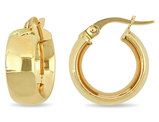 10K Yellow Gold Satin Finish Hoop Earrings