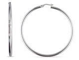 10K White Gold Polished Finish Hoop Earrings