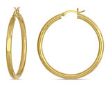 10K Yellow Gold Flat Hoop Earrings (40mm)