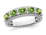 9/10 Carat (ctw) Peridot Band Ring in 14K White Gold with Diamonds 1/3 Carat (ctw)