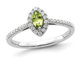 1/4 Carat (ctw) Peridot Ring in 14K White Gold with Lab-Grown Diamonds
