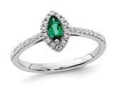 3/10Carat (ctw) Lab-Created Emerald Ring in 14K White Gold with Lab-Grown Diamonds