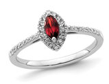 1/4 Carat (ctw) Garnet Ring in 14K White Gold with Lab-Grown Diamonds