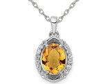 1.80 Carat (ctw) Citrine & White Topaz Pendant Necklace in Sterling Silver with Chain