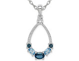 1.25 Carat (ctw) London Blue Topaz Drop Pendant Necklace in Sterling Silver with Chain