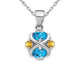 1.10 Carat (ctw) Blue Topaz and Citrine Pendant Necklace in Sterling Silver with Chain