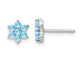 1.15 Carat (ctw) Blue Topaz Flower Earrings in 14K White Gold